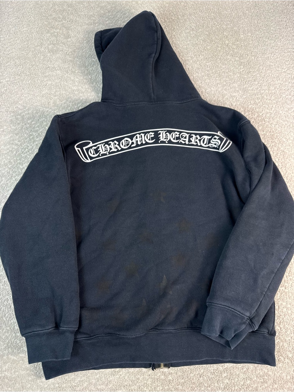 Chrome Hearts Men’s Old Star Scroll Logo Thermal Full Zip Hoodie - Picture 8 of 11